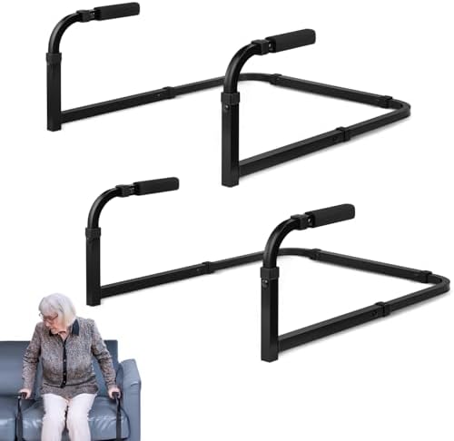 IMPRESA Adjustable Armchair Stand & Lift Assist Rail – 2-Pack, Black – Sit & Rise Support & Couch Mobility Aid – Adjustable Stand Assist & Handle Grips – Universal Recliner & Sofa Equipment