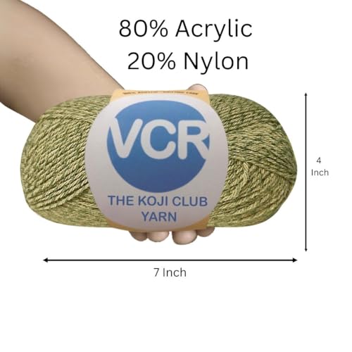 Image of VCR Mustard Yellow and Grey Color Yarn, 100 Grams Hank, 275 Meters Length, 80% Acrylic, 20% Nylon Ball The Koji Club Yarn for Crochet and Knitting, Pack of 1, Suitable for DIY