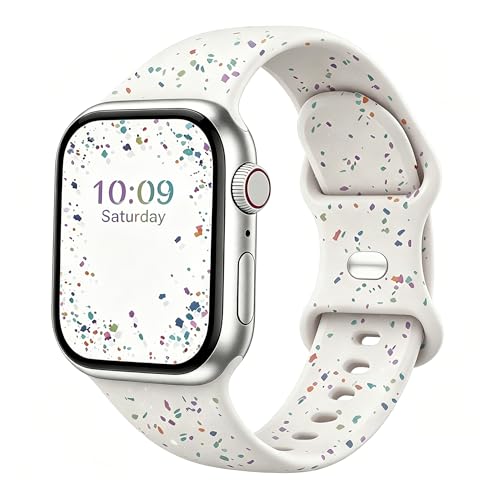 Image of Sport Bands Compatible with Apple Watch Band Women Men 40mm 38mm 41mm 42mm 44mm 45mm 46mm 49mm ,Soft Wristband Waterproof Replacement Strap for iWatch Bands Series 11 10 9 8 7 6 5 4 3 2 1 SE Ultra Starlight