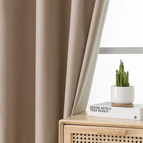 Image of Joydeco Taupe Curtains 84 Inch Length 2 Panels Set for Livingroom, Blackout Curtains 84 Inches Long for Bedroom Windows, Thermal Insulated Room Darkening 84 Inch Long with Grommets