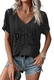 Women's Funny Just Ray V Neck Shirt Halloween Black Skull Graphic Cut Out Cold Shoulder Tee Fall Family Holiday Party Matching Top (L,D-Grey)