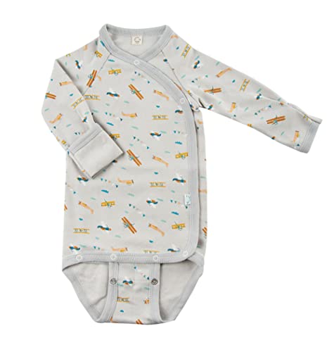 Body à emmailloter Popolini en coton côtelé doux pour bébé de taille 50/56 avec motif planes