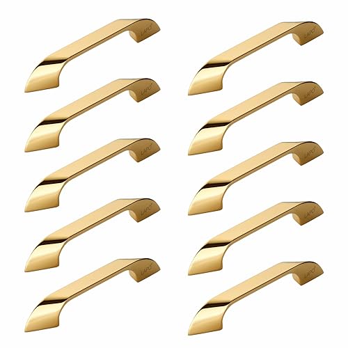 Image of LAPO 4 Inch Cabinet Drawer Handles for Kitchen, Pull Handles for Wardrobe, Cupboard, Almirah & Pooja Mandir, Easy Installation, 3 Years Warranty (224mm, PVD Gold, Pack of 10) - Twist