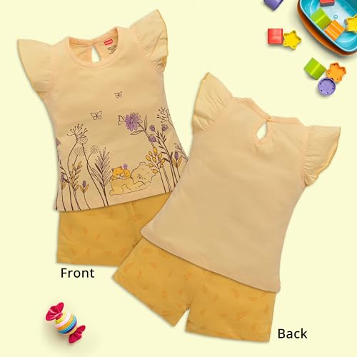 Image of LuvLap Baby Girls Regular Fit 100% Cotton Half Sleeves Girls Top CoSet Pack of 3