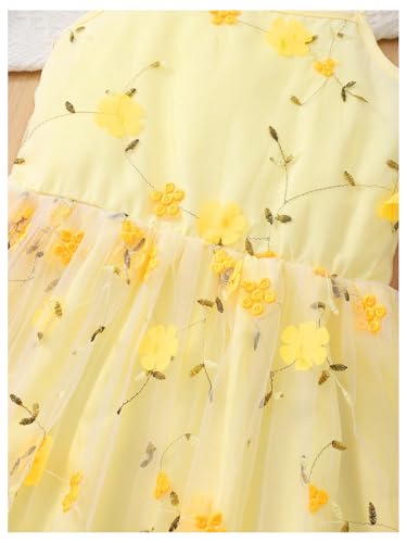 Floerns Girl's Floral Mesh Overlay Cami Spaghetti Strap Dress Sleeveless Flared Midi Dress4
