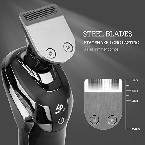 Ceenwes Electric Razor for Men 2 in 1 Rechargeable Electric Shaver Cordless Hair clippers Beard Trimmer Waterproof Wet & Dry Rotary Shavers