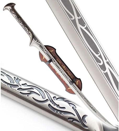 HandSmith Thranduil Sword of Elven King Replica with Display Wall Mount | Handmade Elf King Fantasy Woodland Warrior Sword for Tolkien Collectors Silver