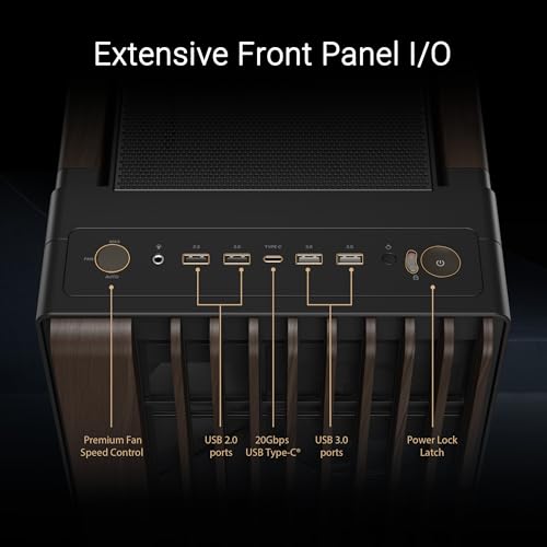 Image of ASUS ProArt PA602 Wood Edition Modern Black E-ATX Mid-Tower Case with Tempered Glass, 440 mm GPU Support, 420 mm Radiator & 3 Pre-Installed Fans