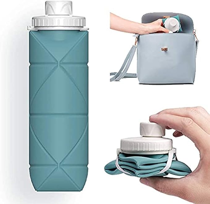 SPECIAL MADE Collapsible Water Bottles Cups Leakproof Valve Reusable BPA Free Silicone Foldable Travel Water Bottle Cup for Gym Camping Hiking Travel Sports Lightweight Durable
