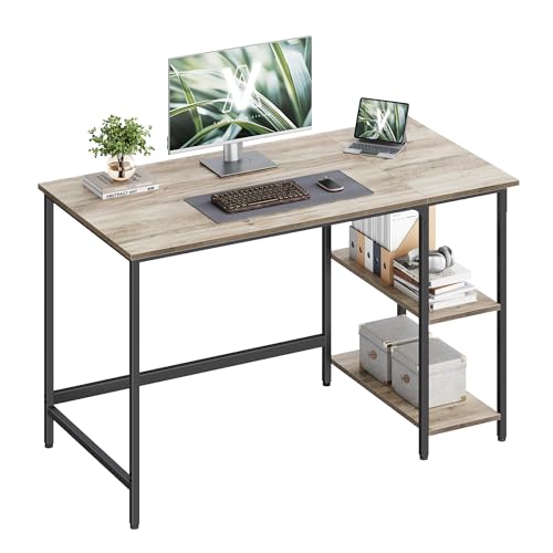 VASAGLE Tisch, Computertisch, Bürotisch, 120 x 60 x 76 cm, moderner Stil, für Arbeitszimmer, Schlafzimmer, Wohnzimmer, Greige-schwarz LWD47MB