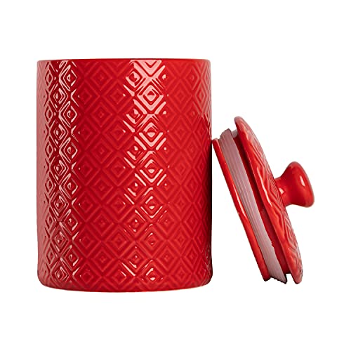 Image of 10 Strawberry Street CAN RED Diamond Kitchen Canister Set, Set of 3, Model:CAN-DIAMOND-RED-SET