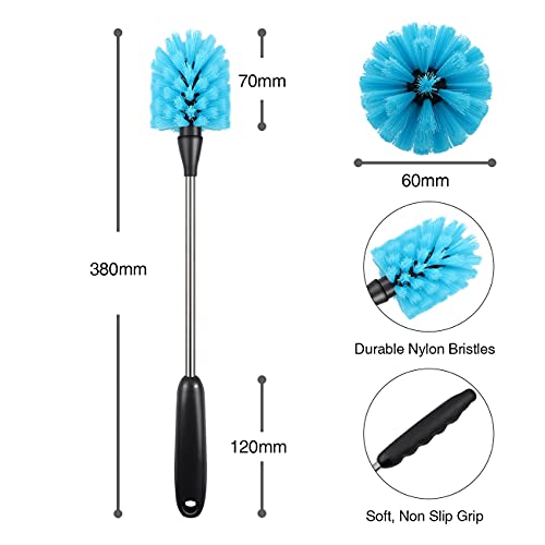 Stainless Steel Long Handle Water Bottle Brush, Flexible Scrubbing Brush For Cleaning Water Bottles, Baby Water Bottles, Glassware, Food Jars, Sports Jugs, Sobriety Jugs, 2 Pack, 15 In. #TOP1