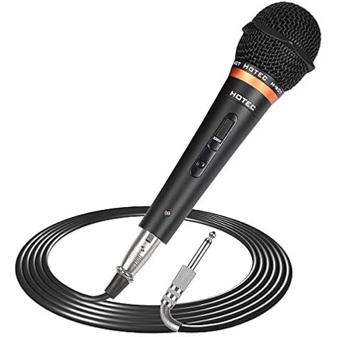 HOTEC Premium Vocal Dynamic Handheld Microphone with 19ft Detachable XLR Cable and ON/Off Switch (Metal Black) (H-W07) Cover