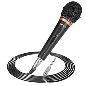HOTEC Premium Vocal Dynamic Handheld Microphone with 19ft Detachable XLR Cable and ON/Off Switch (Metal Black) (H-W07)