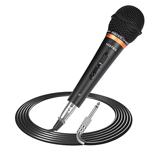HOTEC Premium Vocal Dynamic Handheld Microphone with 19ft Detachable XLR Cable and ON/Off Switch (Metal Black) (H-W07)