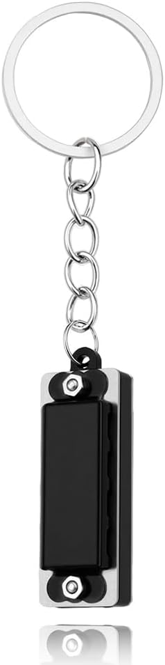 Sisadodo Mini Harmonica Keychain for Men Fathers Day Birthday Gifts for Women Black Harmonicas Key Chains for Music Lover image 2