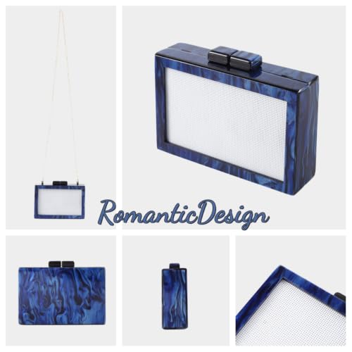 Image of RomanticDesign Women Acrylic Handbag Rattan Woven Pattern Square Box Crossbody Handbag Shoulder Bag Chain Purse