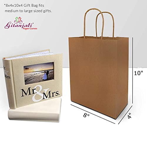 Image of Brown Paper Bags with Handles 8 inchx10 inchx4 inch - 25pcs Small Shopping Paper Carry Bags - Return Gift Bags - Disposable Recycled Eco Friendly Kraft Bags - Paper Covers (8x10x4 in Brown, Pack of 25)