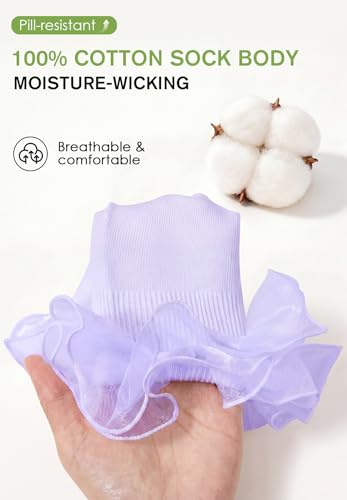 Image of Komorebi Big Ruffle Ankle Socks Women-Lace Frilly Cute Socks-Soft Cotton Girls Sock