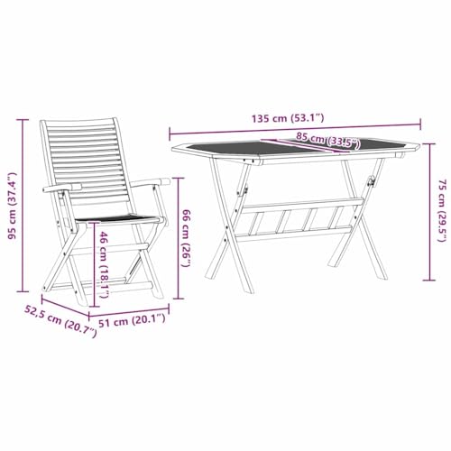 Ensemble jardin acacia vidaXL 5 pcs table chaises marron
