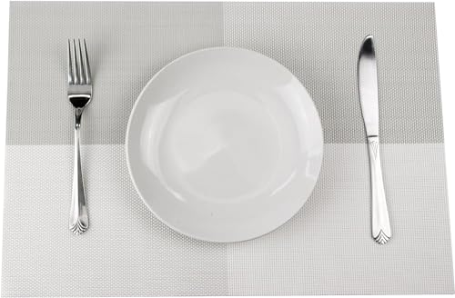 Image of Potency Table Mats Set of 6, Woven Placemats for Dining Table, Heat-Resistant, Stain-Resistant, Anti-Skid, Washable PVC Table Mats, Vinyl Placemats for Dining, Kitchen & Restaurant Table (K White)
