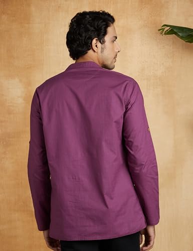 Image of Amazon Brand - Symbol Men's 100% Cotton Solid Short Length Casual Kurta - Regular Fit (Available in Plus Sizes)