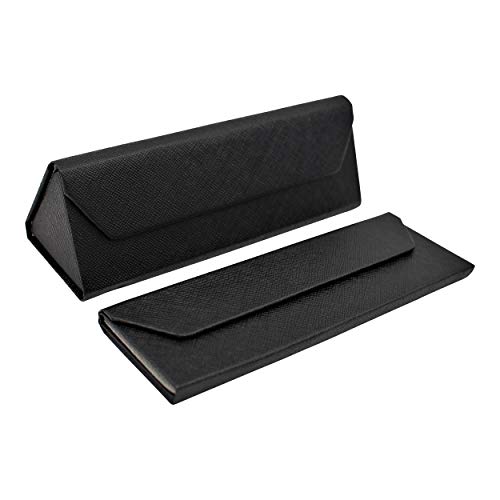 Real Sic Étui rigide pliable magnétique en cuir écologique pour lunettes de soleil, lunettes, lunettes de lecture, Noir (petit), Small