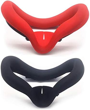 VR Face Silicone Interfacial Cover Face Cushion for Oculus Quest 2, VR Headset Sweatproof Lightproof Anti-Leakage Accessories for Oculus Quest 2 (Black+Red)
