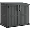 LHBcraft Outdoor Storage Cabinet 36 Cu Ft with Lockable Doors, Portable Horizontal Resin Storage Shed -Easy to Assemble, Waterproof Outdoor Storage Box for Backyards,Patios Black
