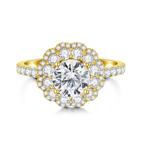 2.14 Carat (ctw) Round-Cut Moissanite Wedding Engagement Ring Set for Women, White Gold Bridal Sets Wedding Band Engagement Rings, Customizable 925 Sterling Silver, 10k gold, 14k gold, 18k gold2