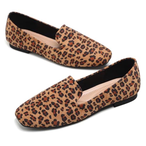 Image of ChaiRong Zhou Women Square Toe Ballets Flats Comfort Slip On Walking Shoes for Driving
