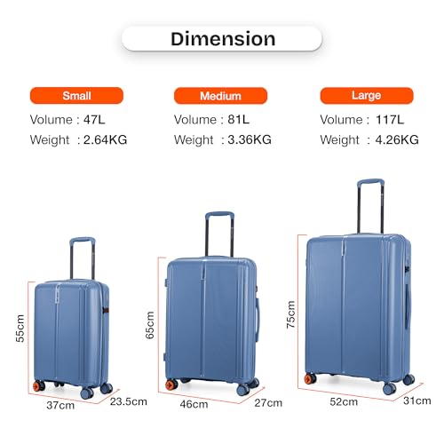 Image of Nasher Miles The Line Hard-Sided Polypropylene Check-in Luggage 28 inch | 75cm | 8 Wheels Large Trolley Bag for Travel | Suitcase (Dark Blue)