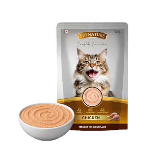 Image of Signature Grain Zero Adult Cat Wet Mousse, Assorted Flavours Pack of 12 (960g) | Salmon, Ocean Fish, Tuna & Chicken | Rich in Protein | Promotes Hydration | Easy to Digest