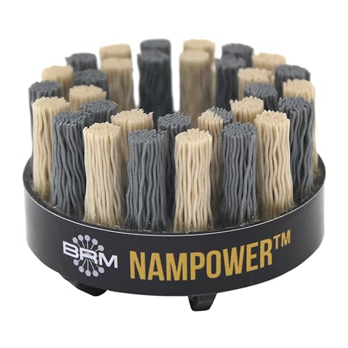 Image of Brush Research ADD6018320 Nampower Dot Style Abrasive Disc Brush, Combination Silicon Carbide /Ceramic Filament, 60mm Diameter, 18mm Bristle Length, 320 Grit (Pack of 1)