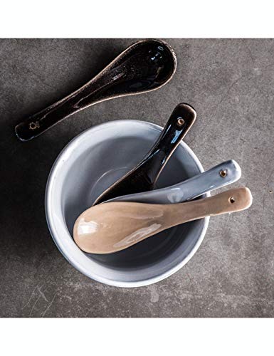 Cuillère à soupe céramique grise japonaise rétro pour ménages et riz - 3
