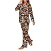 WHUVUMFY Pajamas Set for Women Long Sleeve Sleepwear Pj Set Button Down 2 Piece Soft Loungewear with Pockets XS-4XL, Halloween Pumpkin Skull, 3XL #4