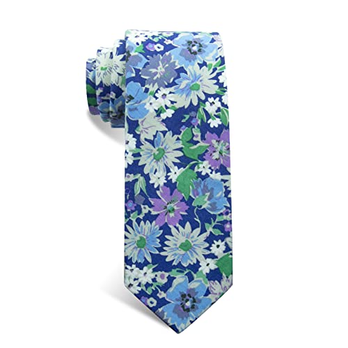 Image of Mantieqingway Floral Ties for Men Skinny Cotton Tie Flower Necktie