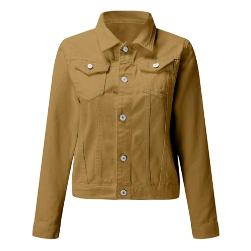 Chaqueta vaquera de manga larga mujer cazadora cómoda sin rigidez 2