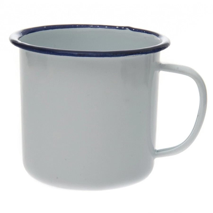 Army Style Enamel Mug, White, 300ml, Vintage Retro Military Classic, Durable Lightweight, for Camping Hiking Outdoor Use