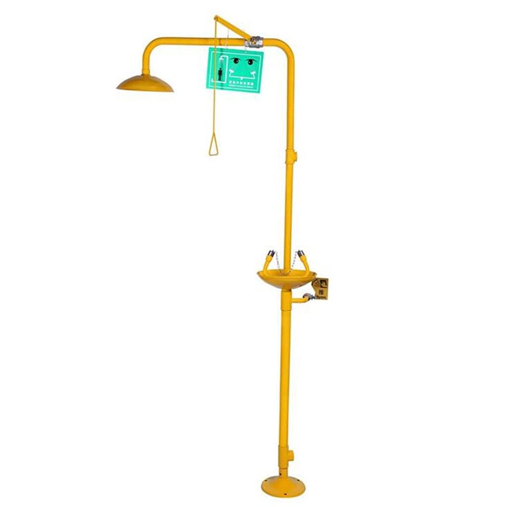 Sistema Combinado de Ducha de Seguridad y lavaojos con Revestimiento ABS Llamativo y Acero Inoxidable.