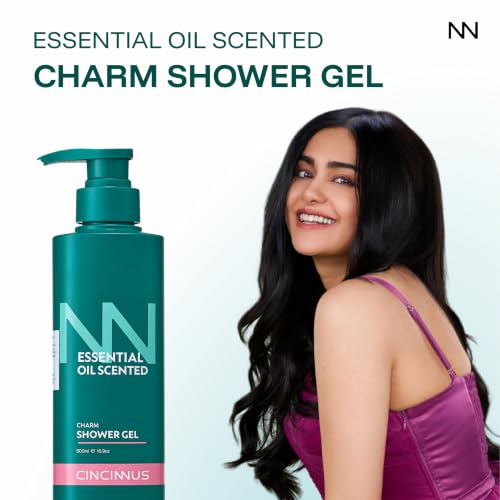 Image of Cincinnus Essential Oil Charm Body Wash Shower Gel for Women & Men with Rosemary, Tea Tree Oil, Niacinamide | Refreshing Gentle Cleansing, Moisturizing Body | For All Skin Types 500ml