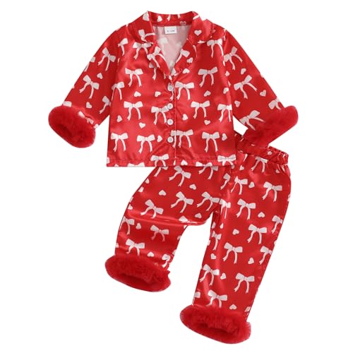 Kids Toddler Girl Pajamas Set Button Down Sleep Shirt Top+Long Pants Matching 2PCS Pj Lounge Sets