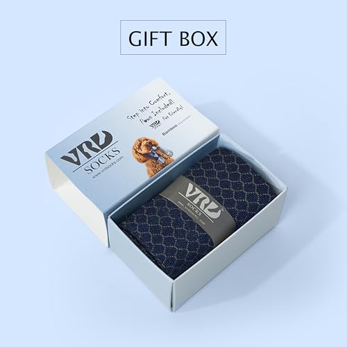 VRD Bamboo Mens Dress Socks for Men, 1-Pack, Blue Navy Crew Length Mid-Calf Socks, Mens Shoe Size 8-13 6
