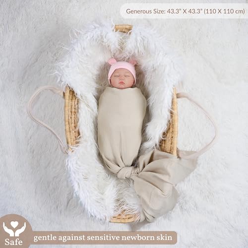 Image of Meracorallo Muslin Swaddle Blanket, 100% Cotton Receiving Blanket Soft and Breathable Swaddle Wrap for Baby Boys and Girls, Beige