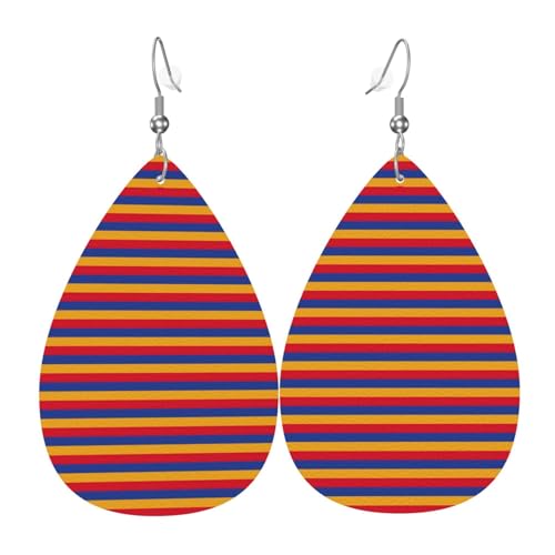 Boucles d'oreilles motif drapeau de l'Arménie en forme de larme pour femme, bijou tendance cadeau pour Saint-Valentin, vacances, décoration de voyage