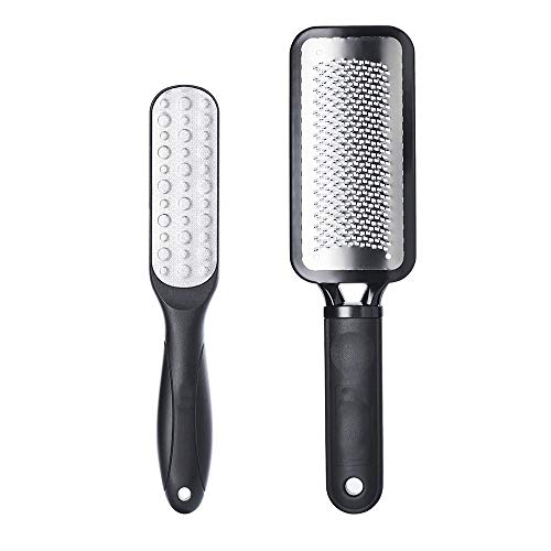 Foot File, McoMce 2 Pack Foot Scrubber Callus Remover for Feet, Stainless Steel Colossal Foot Rasp and Dual Sided Foot File Foot Scraper, Can be Used on Both Wet and Dry Feet, Black