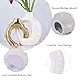 LCCCK White and Gold Ceramic Vases for Home Decor, Boho Vase for Flowers Pampas Grass Decorative, White Gold Hollow Donut Small Vase for Living Room Table Wedding Centerpiece Modern Vases
