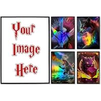 custom foil card sleeves VEHASAYO Holographic Sleeves, Laser Flashing Shiny Design, Make Your Own Trading Collectible Card Protector, Compatible with Yugioh & Magic The Gathering – MTG, TCG, OCG catching designs will surely One Piece Booster Boxes Options:0115 - Wilds of Eldraine (WOE) mazzo iniziale