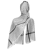 ABAFIP Women's Keffiyeh Scarf Chiffon Muslim Hijab Arabic Dubai Head Wrap Printed Long Headscarf Shawl Black One Size