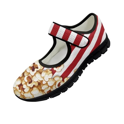 chaqlin Mary Jane Shoes Women Flats Food Print Tennis Mesh Shoe Non Slip Breathable Sneaker Wide Round Toe Comfy Walking Sneakers